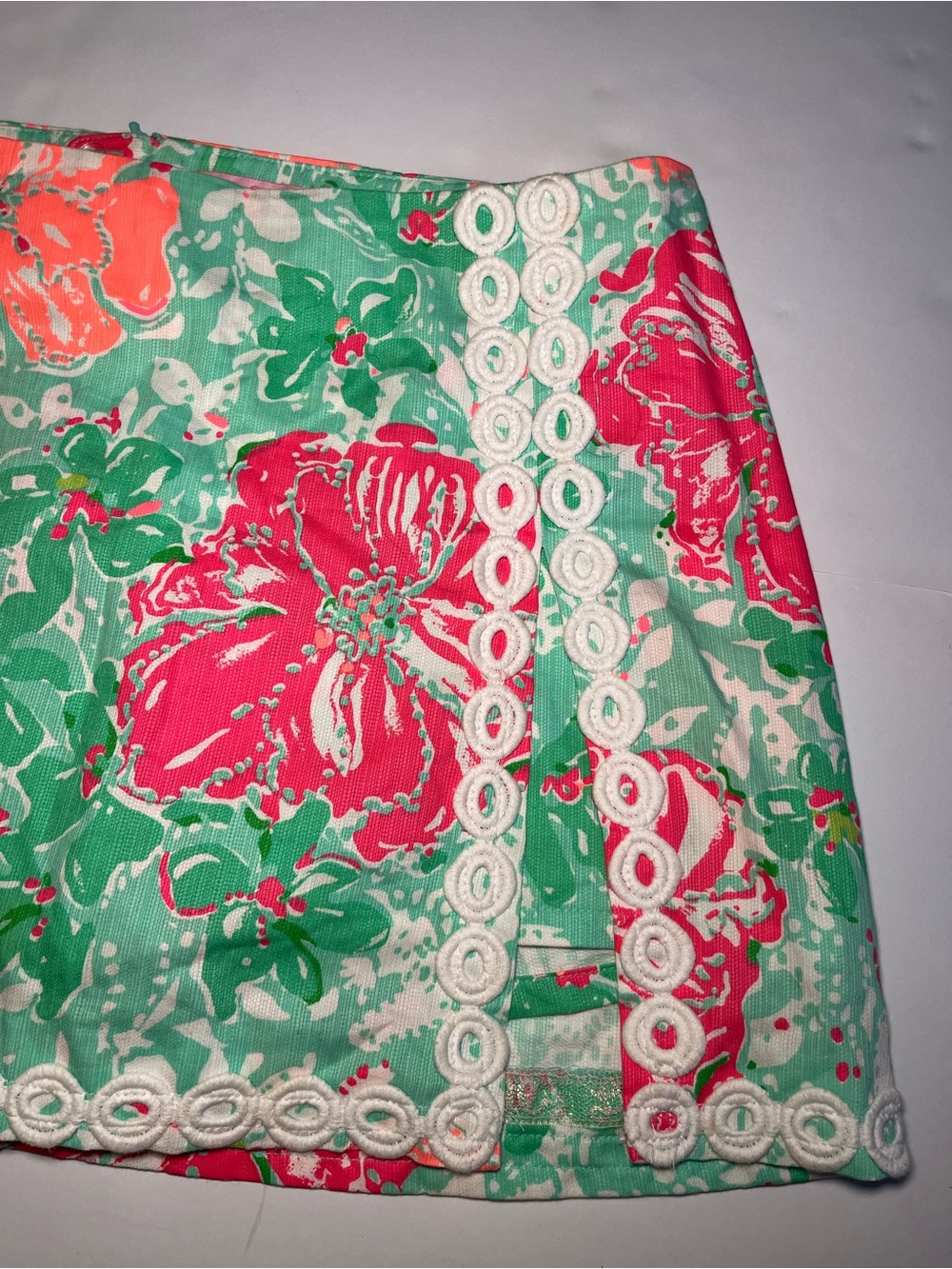 Lilly Pulitzer Lenore Skort Poolside Blue Beach Walk Floral Lace Trim Size 6 - Picture 2 of 9